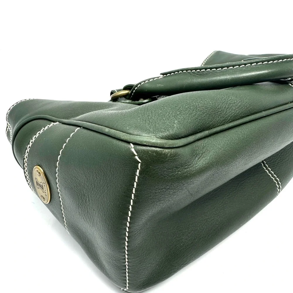 Celine Boogie Bag Vintage Green Leather Top Handle Handbag